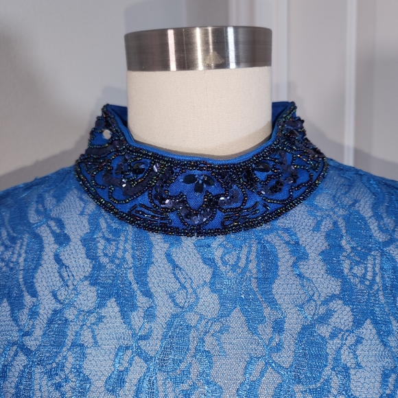 NWT Sue Wong Beaded Blue Gown - Picture 5 of 9